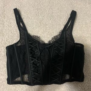 Victoria's Secret Black Lace Longline Bra